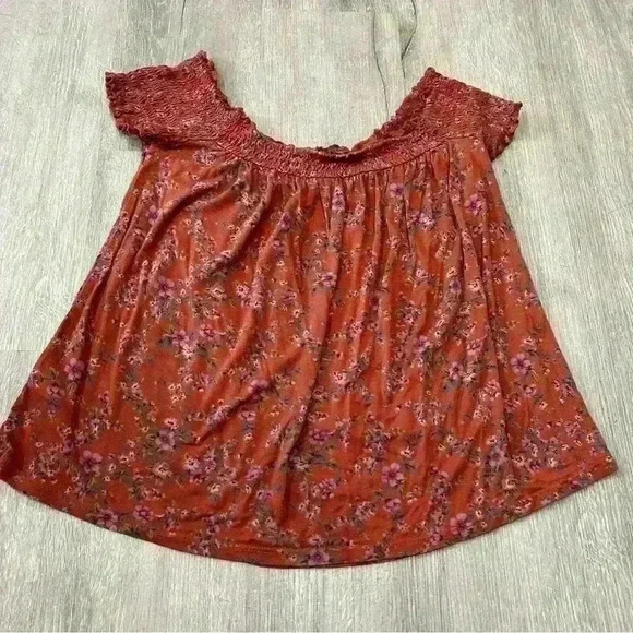 NWOT American Eagle Off The Shoulder Floral Flowy Babydoll Blouse Tank Small - Picture 5 of 6